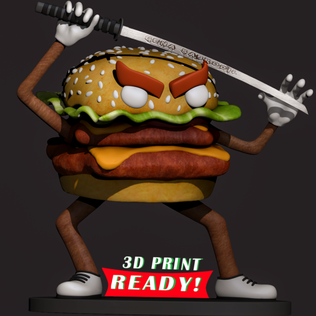 samurai burger Modèles 3D en vedette .c4d .max .obj .3ds .fbx .stl .blend 