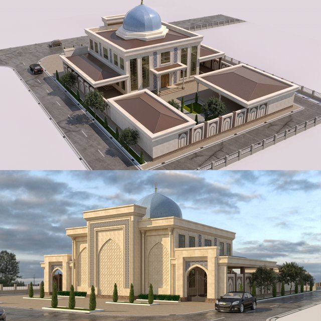 mosque 3D Model .c4d .max .obj .3ds .fbx .stl .blend 