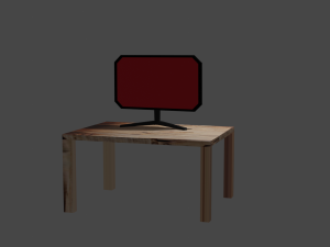monitor and table Modelo 3D