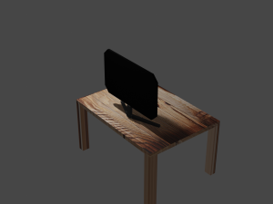 monitor and table Modelo 3D