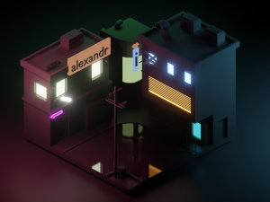 cyberpunk low poly 3D-Modell