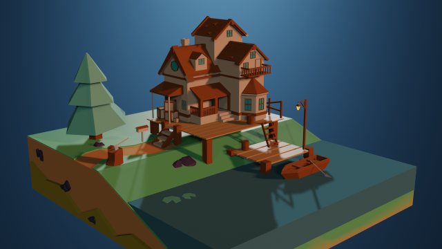 low poly hause Modello 3D .c4d .max .obj .3ds .fbx .stl .blend 