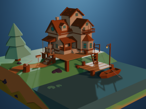 low poly hause 3D 模型