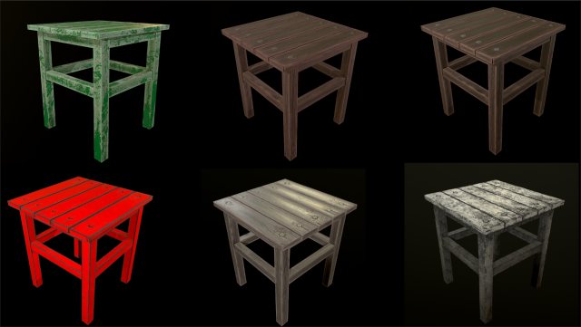 stool trees low poly 6 texture options and high poly 3D 模型 .c4d .max .obj .3ds .fbx .stl .blend 