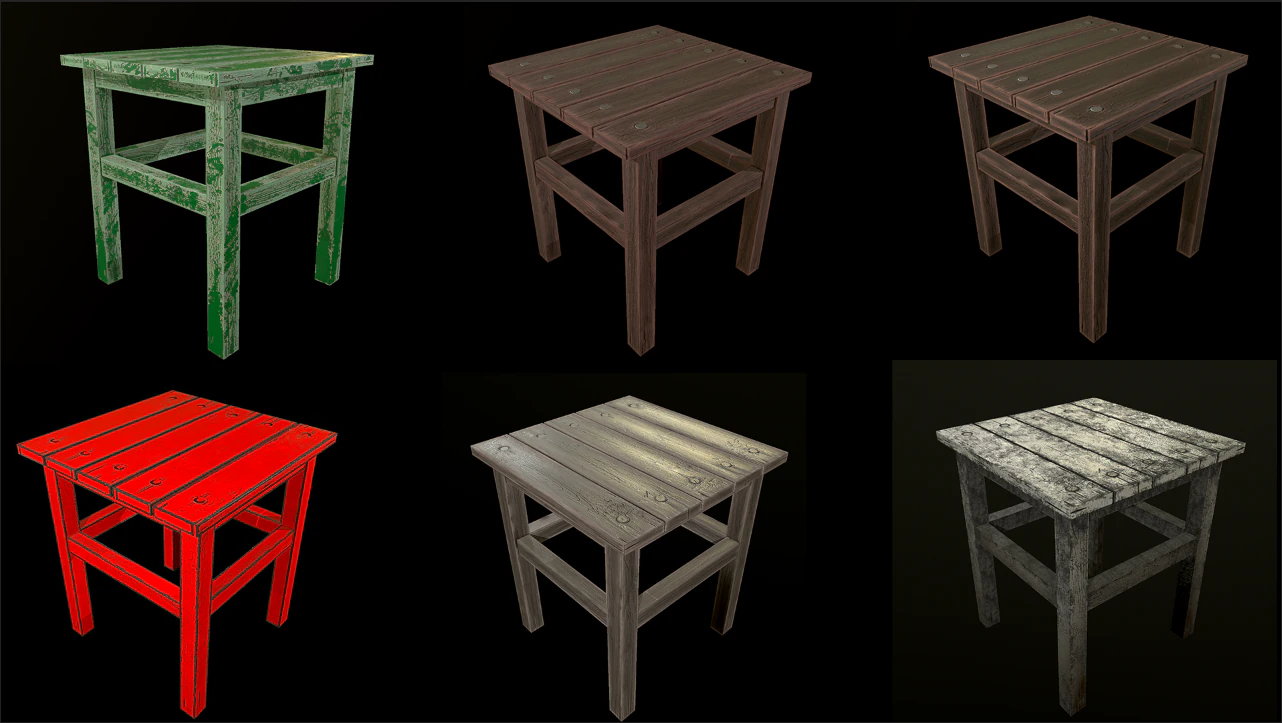 stool trees low poly 6 texture options and high poly 3D Model .c4d .max .obj .3ds .fbx .stl .blend
