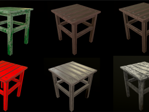 stool trees low poly 6 texture options and high poly 3D Model