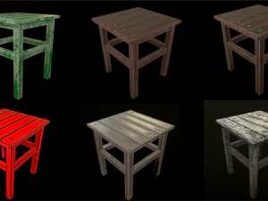 stool trees low poly 6 texture options and high poly 3D Model
