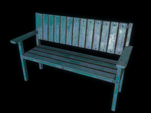 bench trees low poly 6 texture options and high poly 3D 模型
