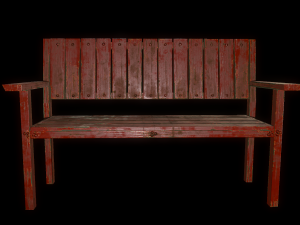 bench trees low poly 6 texture options and high poly 3D 模型