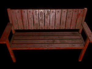 bench trees low poly 6 texture options and high poly 3D 模型