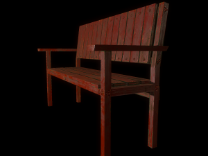 bench trees low poly 6 texture options and high poly 3D 模型