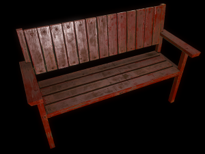 bench trees low poly 6 texture options and high poly 3D 模型