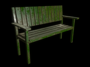 bench trees low poly 6 texture options and high poly 3D 模型