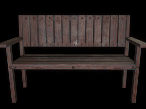 bench trees low poly 6 texture options and high poly 3D 模型