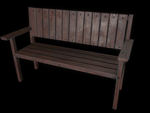 bench trees low poly 6 texture options and high poly 3D 模型