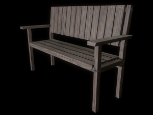 bench trees low poly 6 texture options and high poly 3D 模型