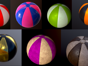 beach ball low poly and high poly 3D Model
