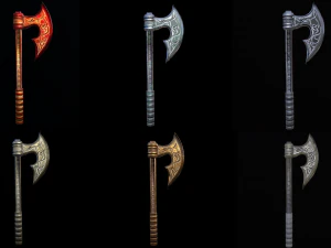 balta viking d&uuml;ş&uuml;k poli 6 doku se&ccedil;enekleri ve y&uuml;ksek poli 3D Model