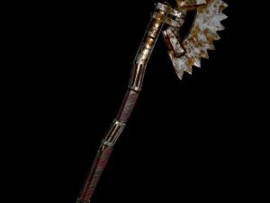 steampunk axe low poly 6 texture options and high poly 3D Model