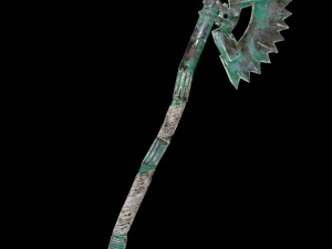 steampunk axe low poly 6 texture options and high poly 3D Model