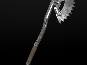 steampunk axe low poly 6 texture options and high poly 3Dモデル
