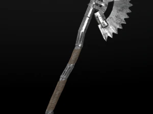 steampunk axe low poly 6 texture options and high poly 3D Model