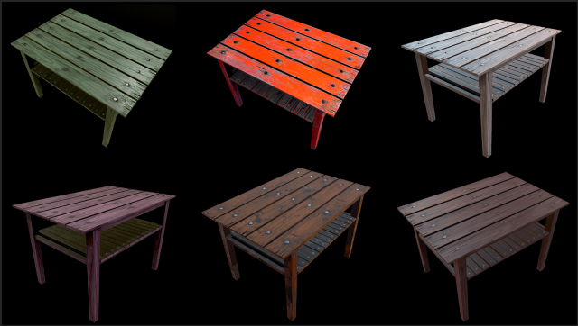 table trees low poly 6 texture options and high poly 3D Model .c4d .max .obj .3ds .fbx .stl .blend 