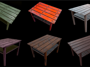 table trees low poly 6 texture options and high poly 3D 模型