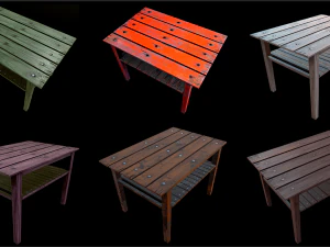 masa ağaçları düşük poli 6 doku seçeneği ve yüksek poli 3D Model