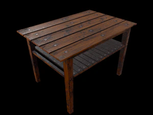 table trees low poly 6 texture options and high poly 3D Model
