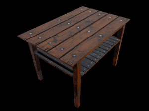 table trees low poly 6 texture options and high poly 3D Model
