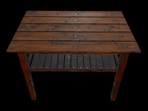 table trees low poly 6 texture options and high poly 3D Model
