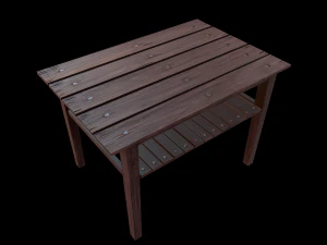 table trees low poly 6 texture options and high poly 3D Model