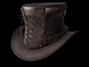 steampunk hat low poly 6 texture options and high poly Model 3D