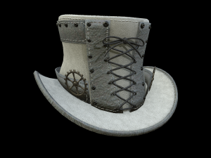 steampunk hat low poly 6 texture options and high poly Model 3D