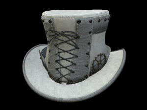 steampunk hat low poly 6 texture options and high poly Model 3D
