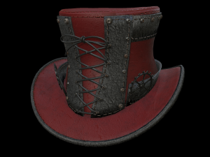 steampunk hat low poly 6 texture options and high poly Model 3D