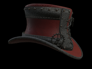 steampunk hat low poly 6 texture options and high poly Model 3D