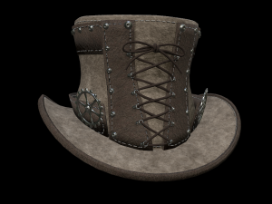 steampunk hat low poly 6 texture options and high poly Model 3D