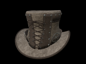 steampunk hat low poly 6 texture options and high poly Model 3D