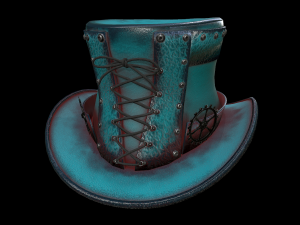 steampunk hat low poly 6 texture options and high poly Model 3D