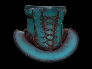 steampunk hat low poly 6 texture options and high poly Model 3D