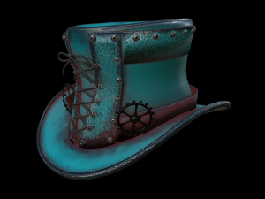 steampunk hat low poly 6 texture options and high poly Model 3D