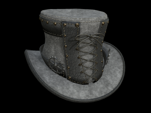 steampunk hat low poly 6 texture options and high poly Model 3D