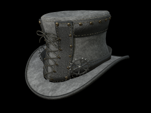 steampunk hat low poly 6 texture options and high poly Model 3D
