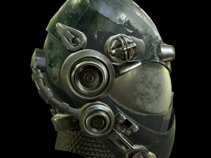 helmet sci fi 4 texture options low and high poly 3D Model