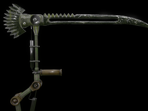 scythe steampunk low poly 4 texture options and high poly Modèle 3D