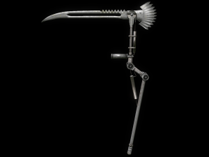 scythe steampunk low poly 4 texture options and high poly Modèle 3D