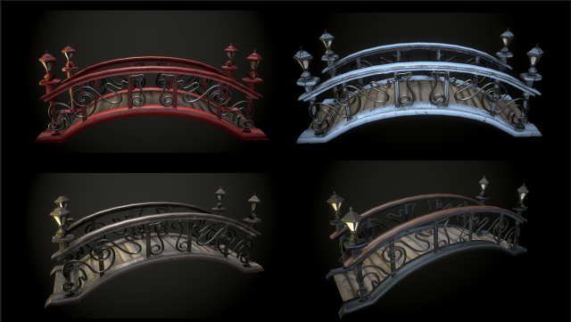 bridge 4 texture options low and high poly 3D 模型 .c4d .max .obj .3ds .fbx .stl .blend 