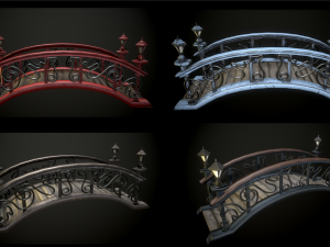 bridge 4 texture options low and high poly 3D Модель